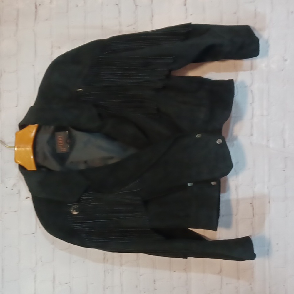 G4000  Black‎ Suede 100 % Leather String & Western  Heavy Coat   L